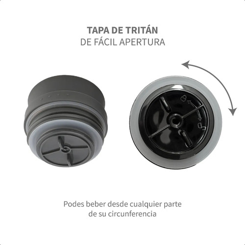 Vaso Térmico 480ml Acero Inox 6hs Frio Calor 360° Cafetero Gris Lisa