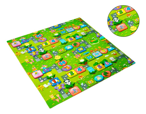 Tapete Didáctico Infantil Animales Foamy Piso Suave Bebés Verde Animales