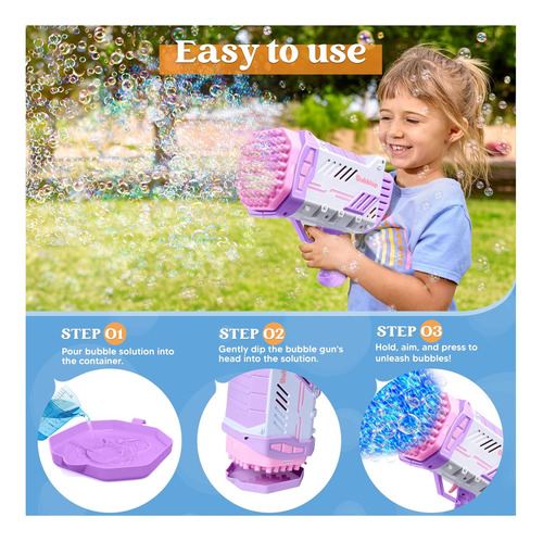 Sloosh Bubble Machine Gun Para Niños De 4 A 8 Años, Bazooka