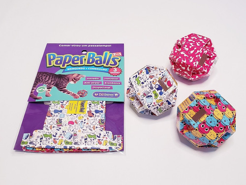 Imagem 2 de 6 de Brinquedo Comedouro Bolinha De Papel Para Gatos Paperballs