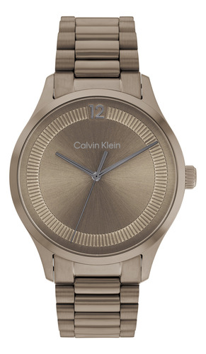 Reloj Calvin Klein Para Hombre 25200228 Color Café 40mm Correa Marrón Bisel Marrón Fondo Marrón