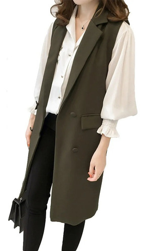 Women's Long Suit Vest V Neck Solid Color