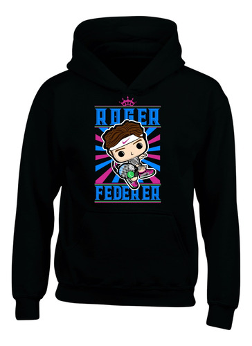 Hoodie Buzo Capota Roger Federer Tenis Series Black Pop