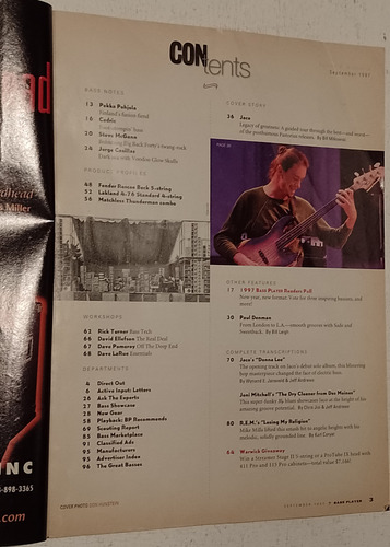 Bass Player Jaco Pastorius From The Becoming 1997 Donna Lee (Usado)