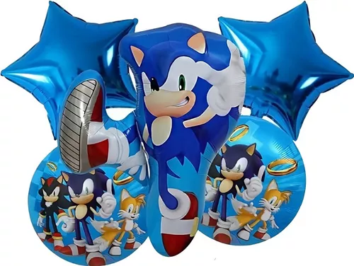 Globos Sonic 5 Unidades Metalizados Cotillon Cumpleaños