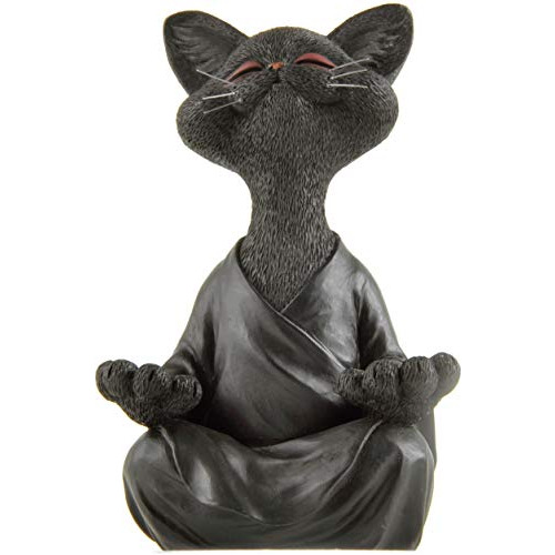 Jfsm Inc. Whimsical Happy Cat Black Buda Figura 77jxb