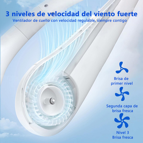 Ventilador De Cuello Portátil Recargable Con 3 Velocidades Rosa