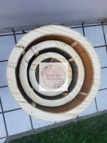 3 Mesas Candy Bar Cilíndricas Más Panel Circular Combo X 4!!