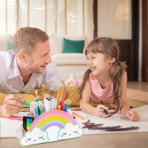 Soporte Para Bolígrafos Mecids Acrylic Rainbow Supply Caddy