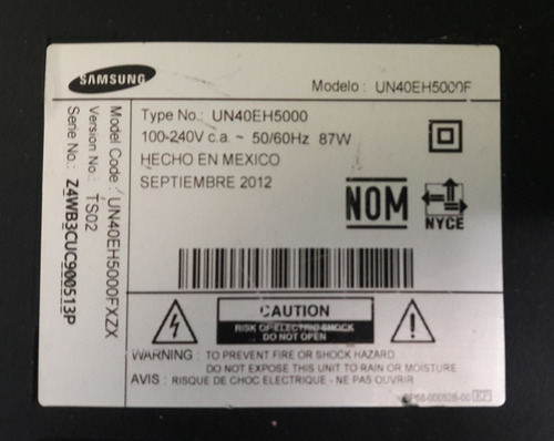 Imagen 2 de 4 de Samsung 40 Pulgadas Un40eh5000 Únicamente Por Partes