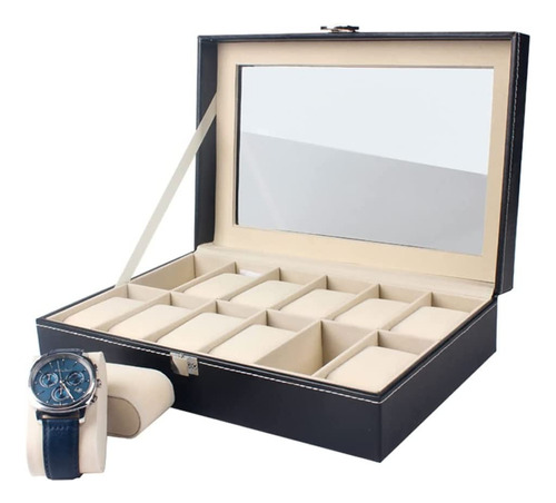 Caja Organizadora Relojes 12 Compartimentos Joyería