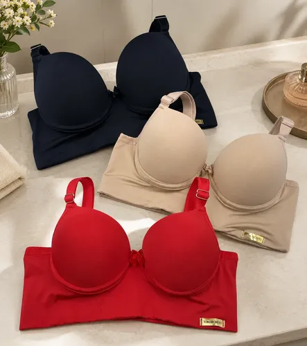 Kit 3 Sutiãs Com Bojo Cós Duplo Reforçado Cores Lisa Sortido