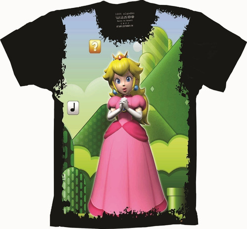 Camiseta Plus Size Jogo - Super Mario - Princesa Peach