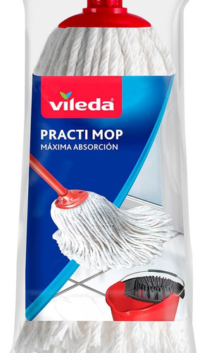 Vileda Practi Mop Repuesto Mopa Lampazo Algodón Limpieza Color Blanco