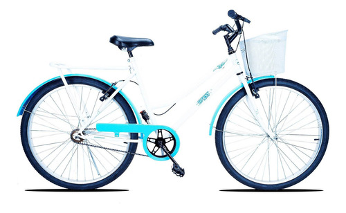 Bicicleta Retrô Feminina Forss Rose Aro 26 - Turquesa Cor Branco/azul-claro