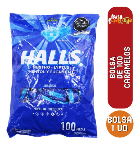 Bolsa Caramelos Halls Azul - Menta 100unidades