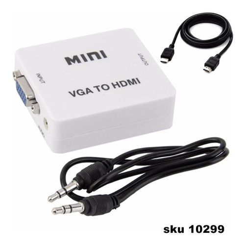 Convertidor Adaptador Vga A Hdmi Audio + Cable Hdmi - W01