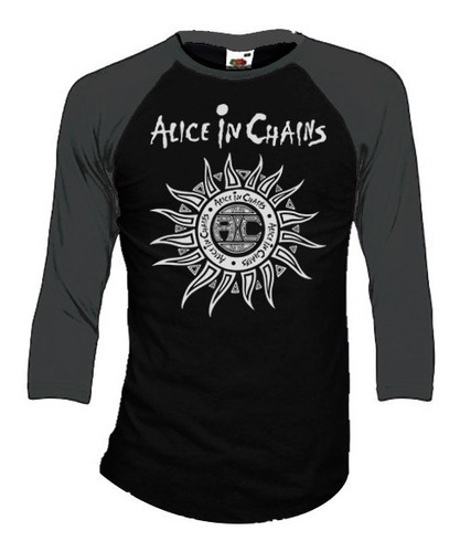 Alice In Chains Playeras Manga 3/4 Para Hombre Y Mujer