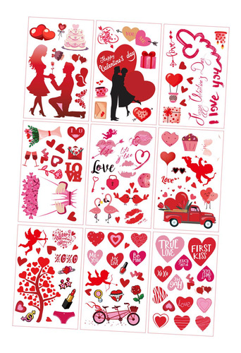 9 Uds. Pegatinas Para El Día De Valentín, Calcomanías De