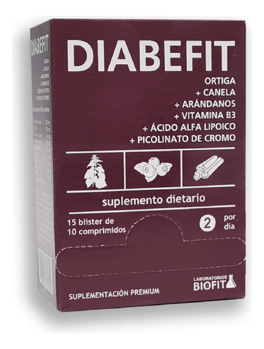 Diabefit Ortiga Canela Arandanos Vit B3 Cromo 150comp Biofit