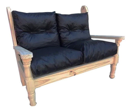 Sillón De Madera De Pino 2 Cuerpos Con Almohadones, Torneado