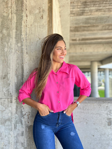 Imagen 4 de 10 de Camisa Larga Mujer Manga 3/4 Convertible A Corta Poplin