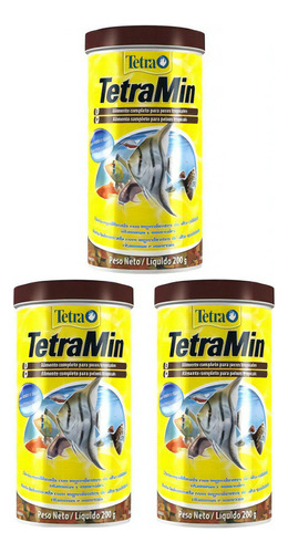 Kit 3 Unidades Ração P/ Peixes Treta Min Flakes 1l 200g