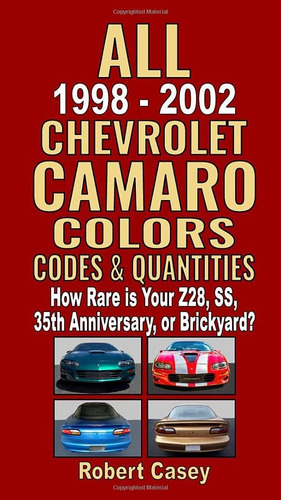 Libro: All 1998-2002 Chevrolet Camaro Colors, Codes & How Is