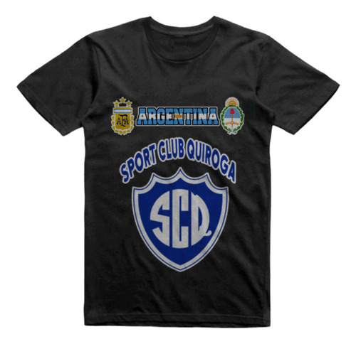 Remera Algodon Negra Sport Club Quiroga San Rafael