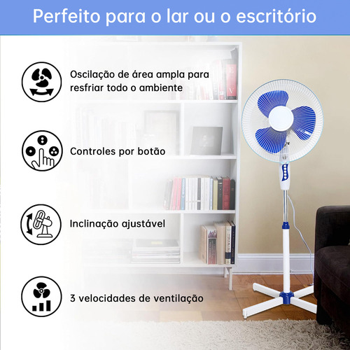 2 ventiladores de coluna portáteis, 220V, pedestal de 40 cm, grande grade de ventilação