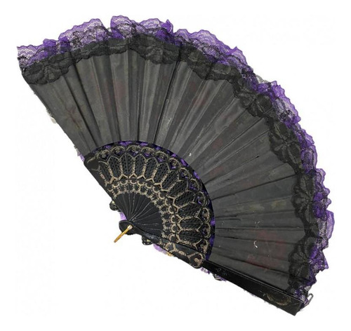 Leque Pomba Gira Negra E Roxa Super Luxo