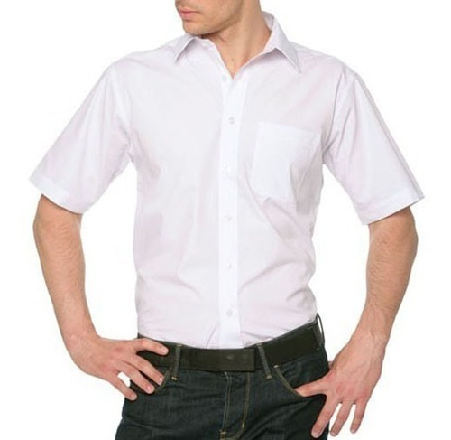 Camisa Hombre Blanca Lisa Manga Corta De Vestir Excelentes!