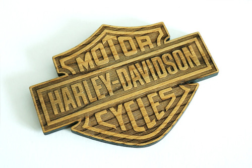 Logo Harley Davidson Grabado En Madera 18cm X 24.5cm (pz)