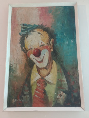 Cuadro Payaso 62x42 - Arte Original Y Colorido (Usado)