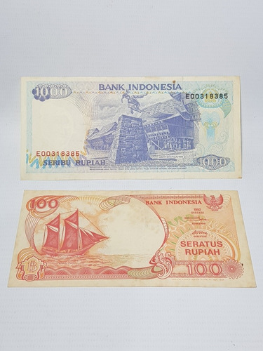 Indonesia Antiguos Billetes Rupias 100 Y 1000 1995 Mag 57123