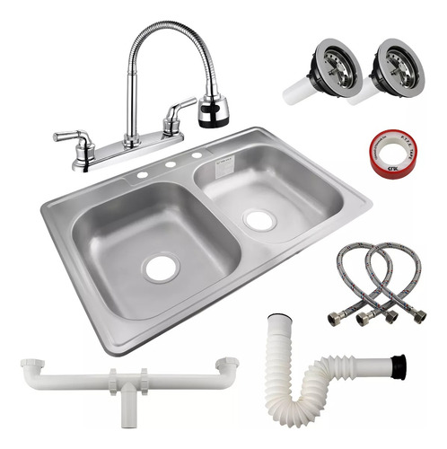 Kit Tarja Para Fregadero Doble Tina Empotrable Para Cocina