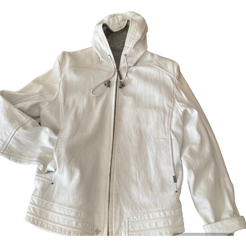 Campera Cuero Tascani Blanca Hombre Capucha Talle S