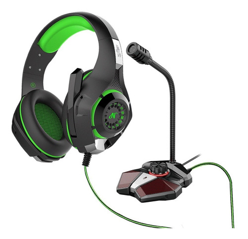 Imagen 2 de 2 de Microfono Gamer Usb Luz Led Salida Auricular Control Vol Ps4