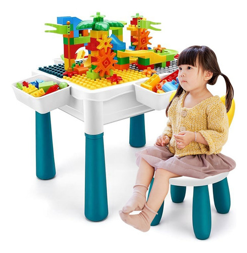 Mesa Didactica Con Juego De Bloques Trae Silla Para Niños