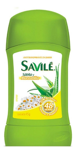 Desodorante Savilé Sábila Y Manzanilla Mujer Barra 48h 45g Fragancia Neutro