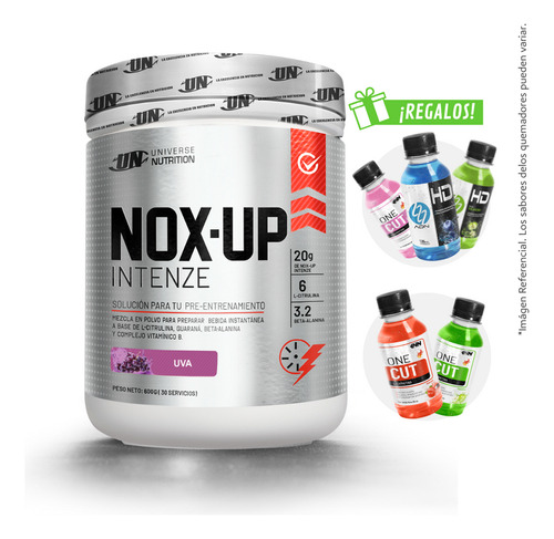 Nox Up Intenze 600gr Pre Entreno Un Uva + Regalos