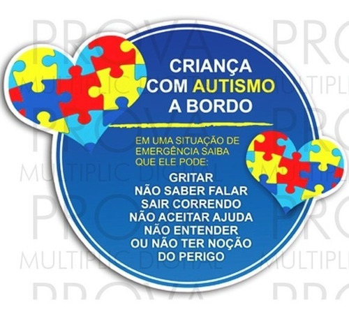 Adesivo Autismo Para Carro Criança Autista A Bordo 20x20cm 