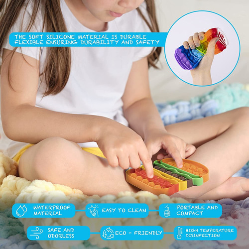 Pop Its Fidget Toys, Paquete De 4 Alimentos Para Aliviar El