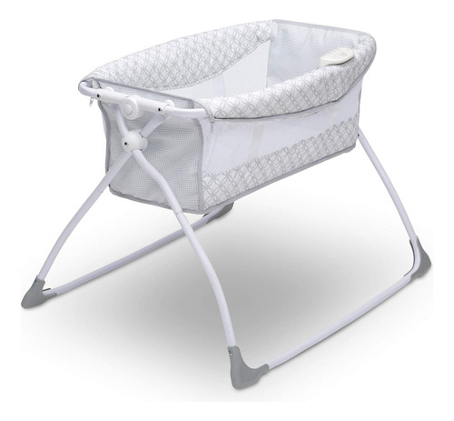 Cuna Moises Para Bebe Con Luz Sonido Delta Children Gris Diseño Circulos