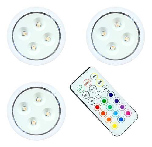 Pack De 3 Luces Led Con Control Remoto Multicolor 