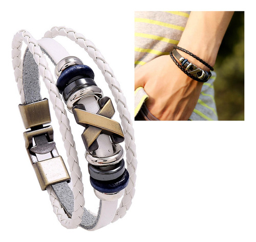 2 Paquete De 2 A 4 Pulseras De Cuero Trenzado A La 2 Piezas