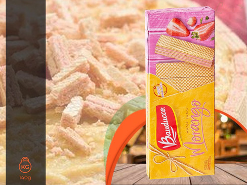 Kit 12 Biscoitos Morango Waffer Bauducco 140g