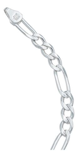 Esclava Pulsera Fígaro 3x1 Unisex Diamantada Plata 925 5 Mm Color Plateado Diámetro 6 Cm Largo 21 Cm