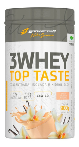 Bodyaction Tradicional Whey 3w Top Taste 900g (concentrado-iso-hidro) - Sabor Baunilha