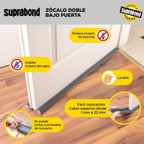 Zócalo Burlete Suprabond Doble Bajo Puerta 120cm - Gris